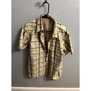 prAna Snap Up Shirt Mens Size Medium Plaid Hiking‎ Trail Camping